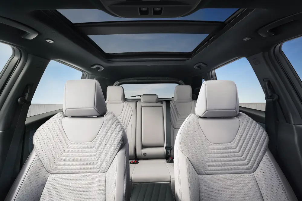 Quilted Zero Gravity seats under a panoramic roof