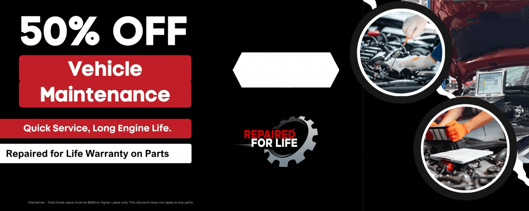 50% off vehicle maintenance