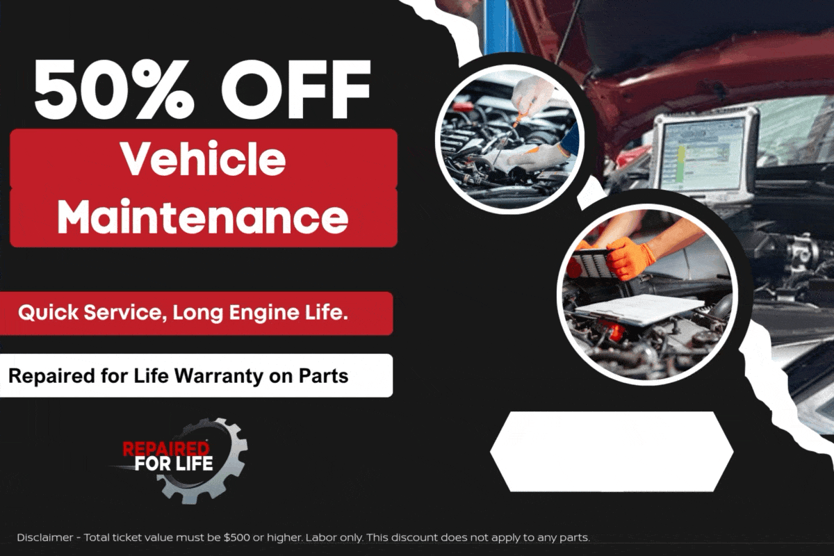 50% off vehicle maintenance