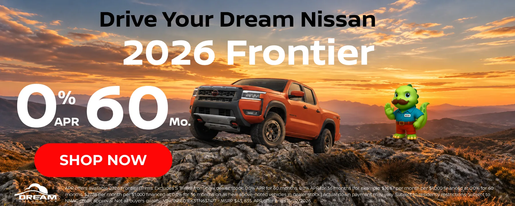 2026 Nissan Frontier 0% APR for 60 months